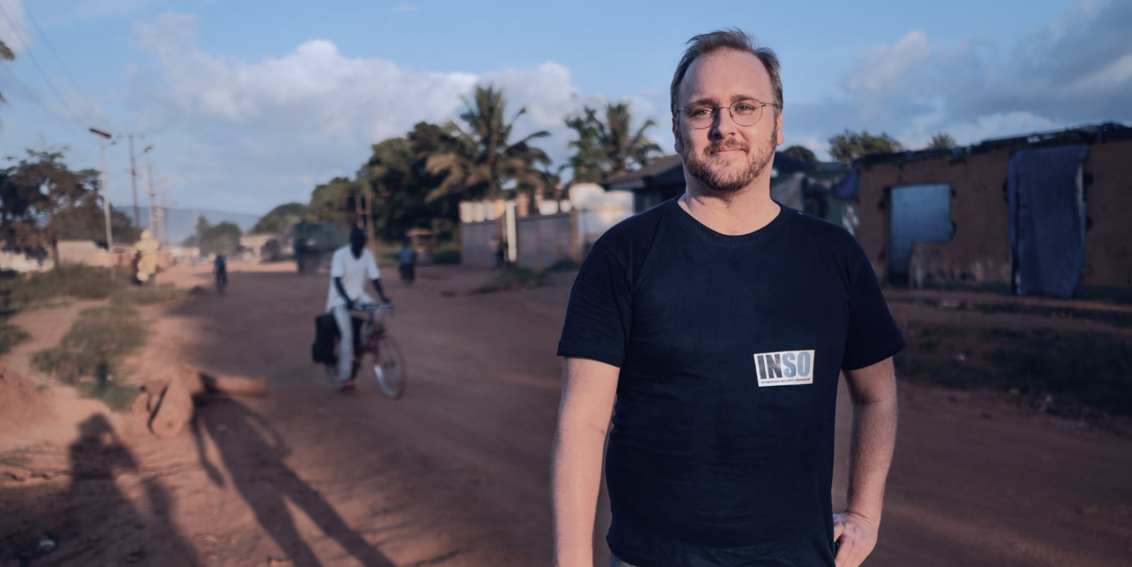 INSO Country Director Maarten Konert in the suburbs of Bangui, CAR. Credit: C. Di Roma/INSO﻿