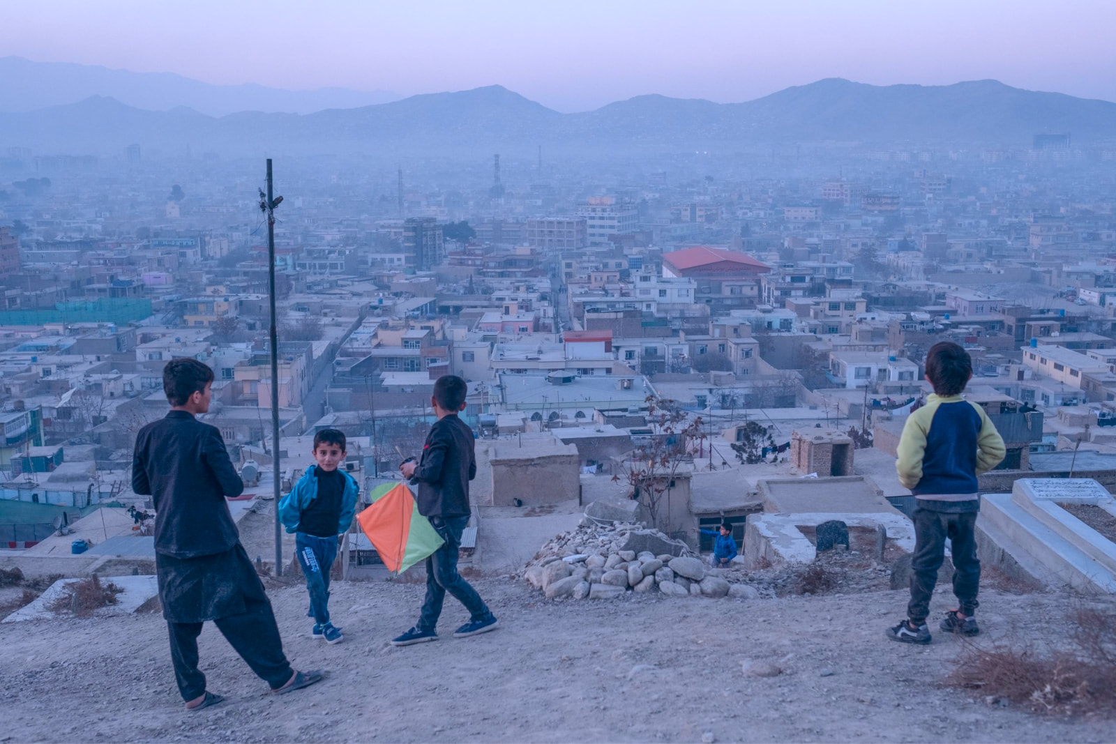 Boys look over Kabul
