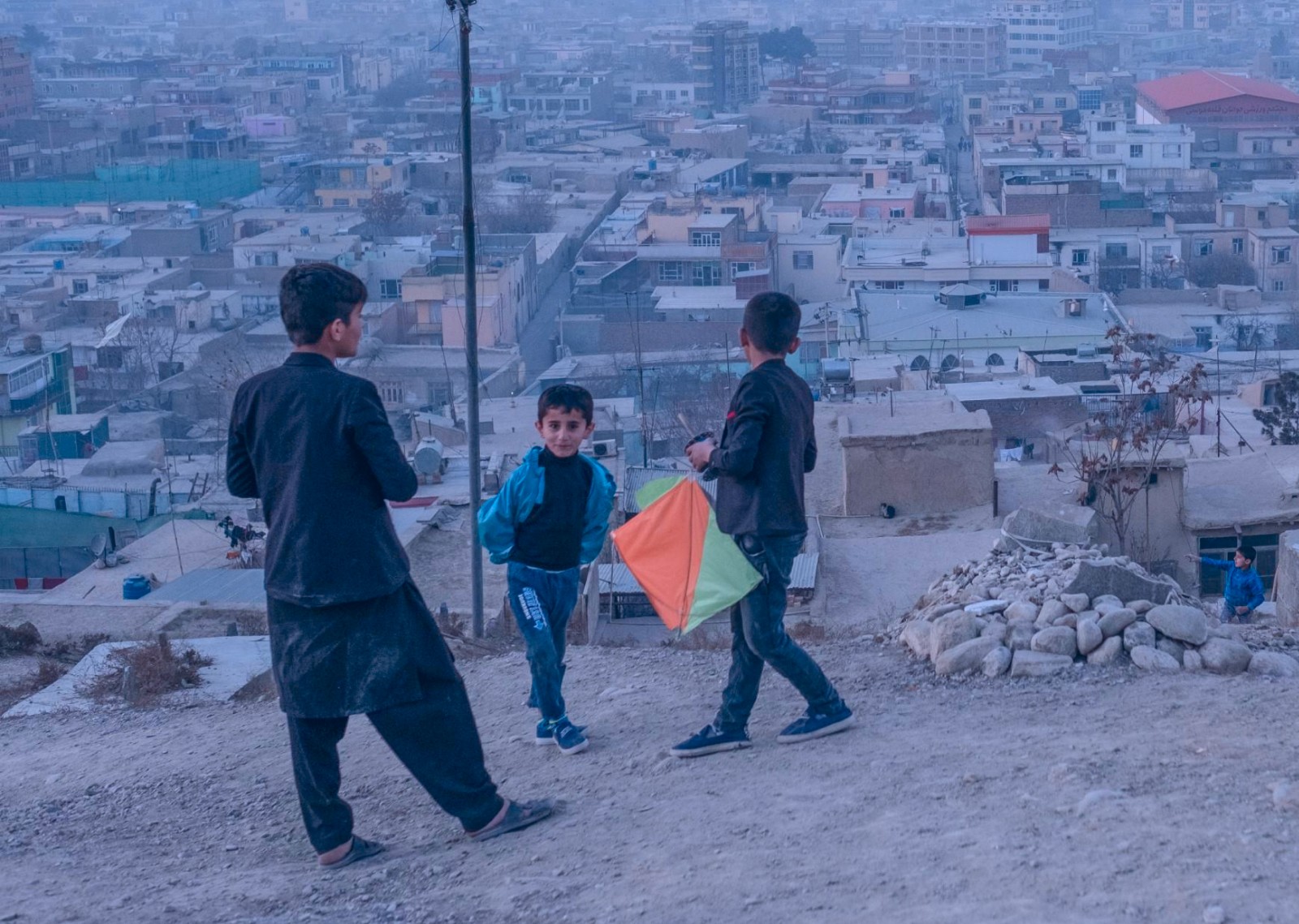 Boys look over Kabul