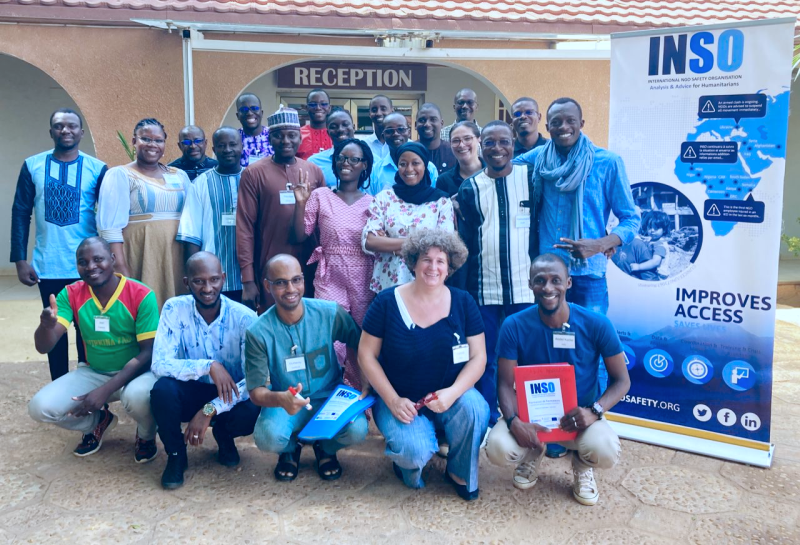 A group picture outside of INSO trainees