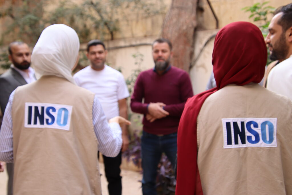 INSO training team conducting outdoor security training in Aleppo, Syria