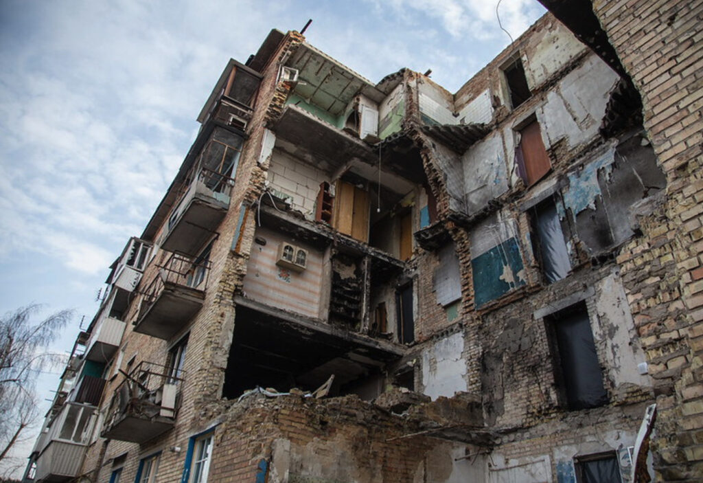 photo of a conflict imapcted building in Ukraine